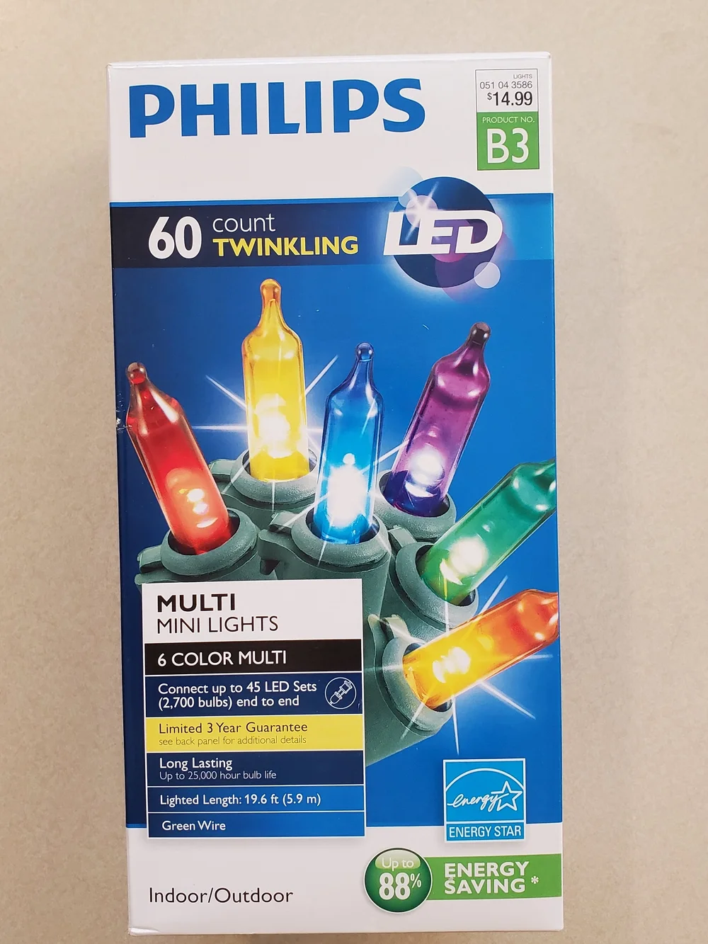 PHILIPS Multi Colored 60-Count Twinkling LED Mini Lights